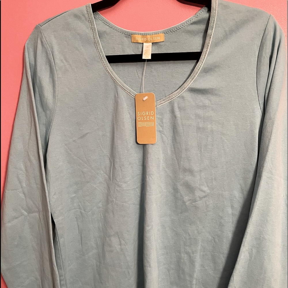 🆕 Blouse, Blue, Size XL, Long Sleeves, Sigrid Olsen